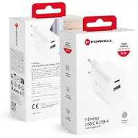Forcell Netz-Ladegerät - 3A 35W mit zwei Anschlüssen: USB Typ C und USB A mit PD und QC 4.0 Aufladung