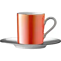 LSA International Kaffeebecher L.S.A. Palazzo und Untertasse Amber/Orange 100 ml