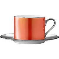 LSA International Teeglas L.S.A. Palazzo mit Untertasse Amber/Orange 250 ml
