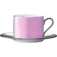LSA International Teeglas L.S.A. Palazzo mit Untertasse Pink 250 ml