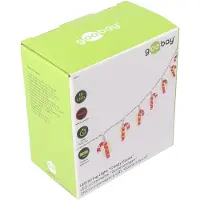 Goobay 10er LED-Lichterkette Zuckerstangen, leuchtende Zuckerstangen, Lichterkette mit Timer-Funktion, warm-weiß, batteriebetrieben