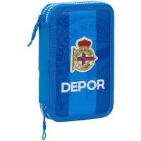 Safta Doppelstiftmäppchen R. C. Deportivo de La Coruña Blau 12,5 x 19,5 x 4 cm (28 Stück)