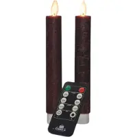 Annas collection Dinner Kerze Wachs führte bewegliche Flamme auf Batterie mit Fernbedienung 2 Stück h18 cm bordeaux (rood)