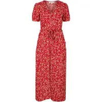 Apricot Druckkleid "Ditsy Floral Decorative Button Dress" mit Tallenbindeband