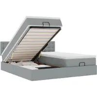 vidaXL Ottoman-Bett mit Matratzen & LEDs Hellgrau 160x200 cm Stoff