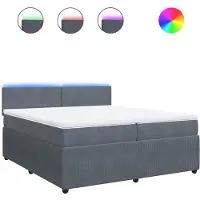 vidaXL Boxspringbett mit Matratze Dunkelgrau 200x200 cm Samt