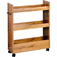 Kesper Nischenregal Küchenregal Eiche – 22x60x78cm – mit 3 Ablageböden & Metallgriff – 4 Rollen, 2 feststellbar – platzsparend – 2485913