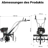 Wiltec Benzin Bodenhacke 60cm Gartenhacke mit Motor 144ccm Motorhacke Bodenfräse