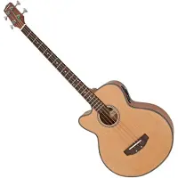 Gear4Music Elektroakustische Linkshänder-Bassgitarre von Natur