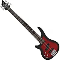 Gear4Music Chicago 5-saitige Linkshändiger Bass von Trans Red