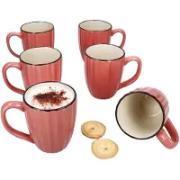 MÄSER OSITA Rose Weiß 6x Kaffeebecher 300ml rosa Steingut-Tassen 6 Pers Tee Kakao