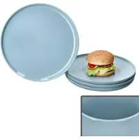 Ritzenhoff & Breker Ritzenhoff 4x Jasper Speiseteller Ø25,2cm Graublau Steingut 4 Pers. Essteller