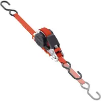 Petex Spanngurt 43197012, rot, mit S-Haken & Ratsche, 700kg Zurrkraft, DIN EN 12195-2, Aufrollautomatik, 25 mm x 5 m