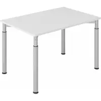 Hjh OFFICE PRO YAMA 12 S | 120x80 - 120 x 80 höhenverstellbar Weiß/Silber