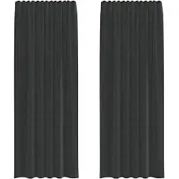 vidaXL Voile Vorhänge mit Stangentaschen 2 Stk. Schwarz