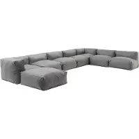Oviala Modulares Ecksofa mit 5 Sesseln 2 Ecken und 1 anthrazitgrauem Hocker - Mixi