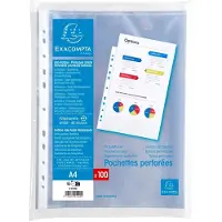 Exacompta 5200E 10x Packung mit 100 Prospekthüllen glatt und gelocht aus PP 60μ, DIN A4 - Kristall