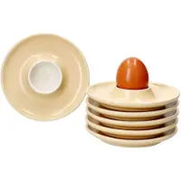Ritzenhoff & Breker 6er Set Jasper Vanille Eierbecher mit Ablage aus Steingut - 406924