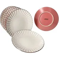 MÄSER OSITA Rose Weiß 6x Kuchenteller Steingut 6 Personen Frühstücks-Teller rosa