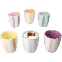 MamboCat 6er Set Beach Pastello Stripes Mokkabecher ohne Henkel 150ml 6 Pers Matcha Tasse