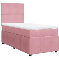 vidaXL Boxspringbett mit Matratze Rosa 90x200 cm Samt