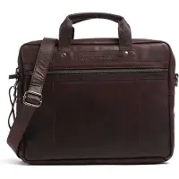 Spikes & Sparrow Leder Umhängetasche Businesstasche mit Laptopfach Bronco Business Bag Dark Brown braun