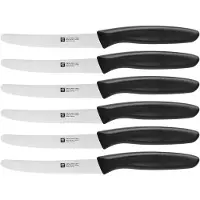 Zwilling Brotzeitmesser "Twin Grip", silber (schwarz, silberfarben), 6, Stahl, Essmesser, Brotzeitmesser, Nitrostahl