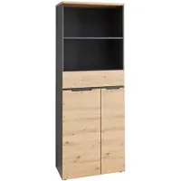 Innostyle Büroschrank MEMPHIS 2 Türen 1 Schublade Artisan Eiche Korpus Graphit