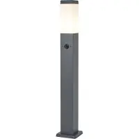 QAZQA Außenleuchte Dunkelgrau mit Opalglas 80cm IP44 mit Steckdose und Bewegungssensor Malios