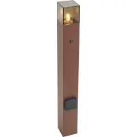 QAZQA Industrielle Außenleuchte RostBraun mit Rauchglas 70cm mit Dämmerungssensor IP44 Dänemark
