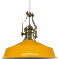 Bamyum Neo-Asletl Hängelampe Industrial aus Metall Ø41 cm, Küchenlampe Vintage, Hängelampe Esstisch E27, Pendelleuchte, Wohnzimmerlampe Hängend - Gelb