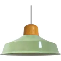 Bamyum Pendelleuchte | Asletl-Knob | 41cm, E27, Moderne Deckenpendelleuchte aus Holz, Hängelampe, Metall Minzgrün Lampe
