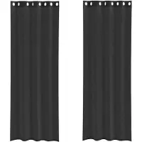 vidaXL Voile Vorhänge mit Ösen 2 Stk. Schwarz 140x300 cm