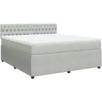 vidaXL Boxspringbett mit Matratze Hellgrau 180x200 cm Samt