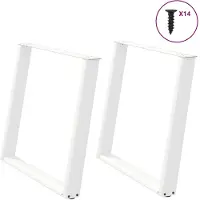 vidaXL Esstischbeine U-Form 2 Stk. Weiß 100x(72-73) cm Stahl