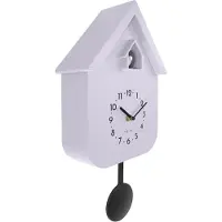 Nextime Moderne Pendelwanduhr in Olivgrün/Lavendel, Kunststoff, 21,5x41,5cm