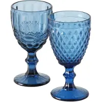 Boltze Weinglas / Trinkglas mit Stiel - Aurora 6 Stück 2 fach sortiert 300 ml Blau