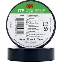 3M Temflex 175 Vinyl Elektro-Isolierband, Schwarz, 19 mm x 20 m, 0,18 mm