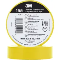 3M Temflex 155 Vinyl Elektro-Isolierband, Gelb, 19 mm x 20 m, 0,13 mm