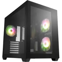 FSP CMT380, Midi Tower, PC, Schwarz, ATX, micro ATX, Mini-ITX, Glas, SPCC, Multi