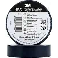 3M Temflex 155 Vinyl Elektro-Isolierband, Schwarz, 19 mm x 20 m, 0,13 mm