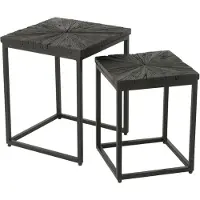 Jline Set aus 2 Beistelltischen aus Holz und Metall