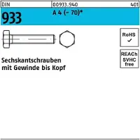 Industrial Quality Supplies Sechskantschraube DIN 933 VG M 12 x 70 A 4 (- 70)