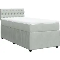 vidaXL Boxspringbett mit Matratze Hellgrau 90x190 cm Samt
