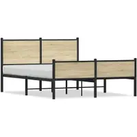 vidaXL Metallbett ohne Matratze Sonoma-Eiche 137x190 cm