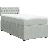 vidaXL Boxspringbett mit Matratze Hellgrau 90x200 cm Samt
