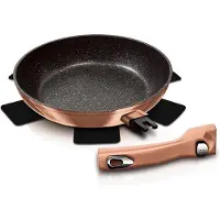 Berlinger Haus Metallic ROSE GOLD BH/1949 Bratpfanne, 28 cm max. Durchmesser, Aluminium, Induktionsherd-geeignet, Antihaftbeschichtung, abnehmbarer Griff
