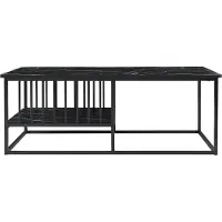 En.casa Couchtisch 'Raukurg' mit einem Ablagefach 120 x 60 x 44 cm Marmoroptik, schwarz