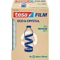 TESA tesafilm eco & crystal Klebeband, transparent, reißfest, L 66 m x B 19 mm, 8 Rollen