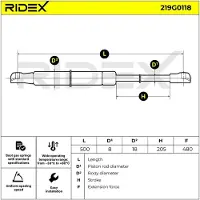 RIDEX 219G0118 Gasfeder Heckklappendämpfer für VW Polo Variant (6V5) 500mm